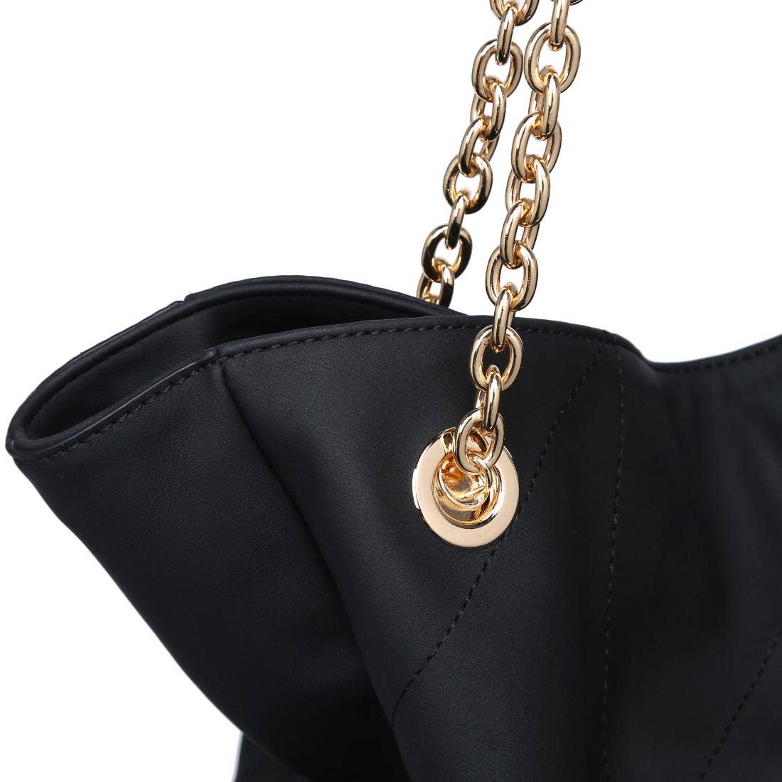 Cinched quilted Tote - black