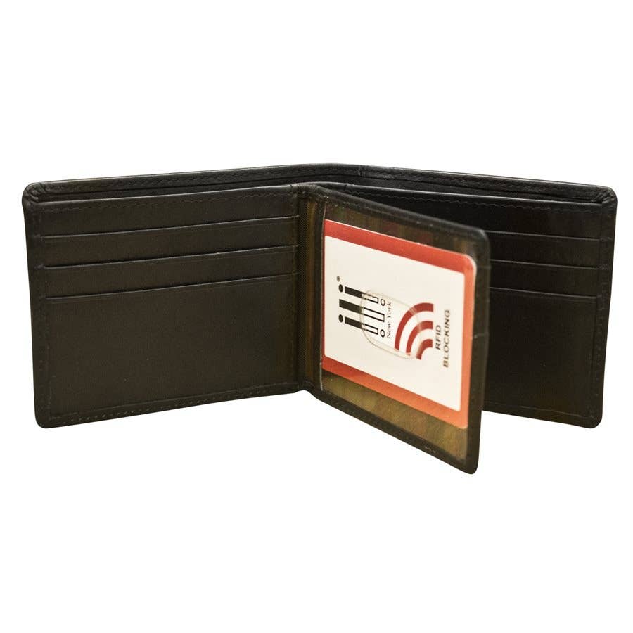 Leather Bifold Men's Wallet with Middle Flip ID
