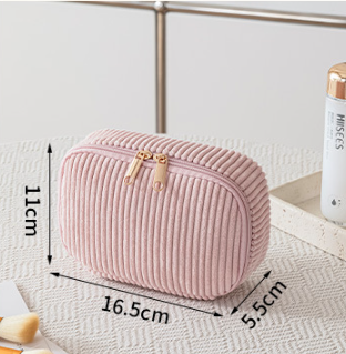 pink Corduroy cosmetic bag travel bag - 4 pc set
