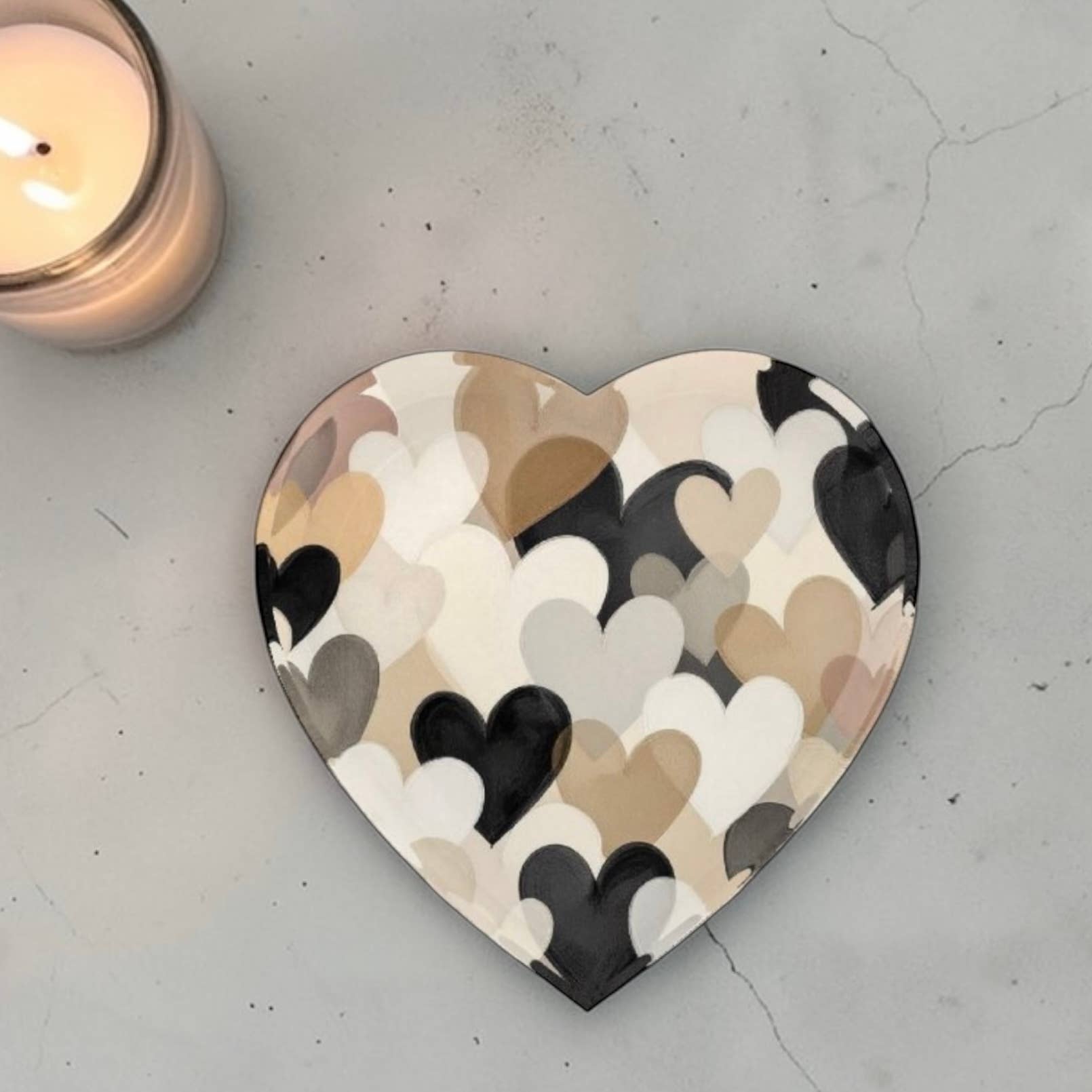 Neutral Hearts Crystal Heart Decor    