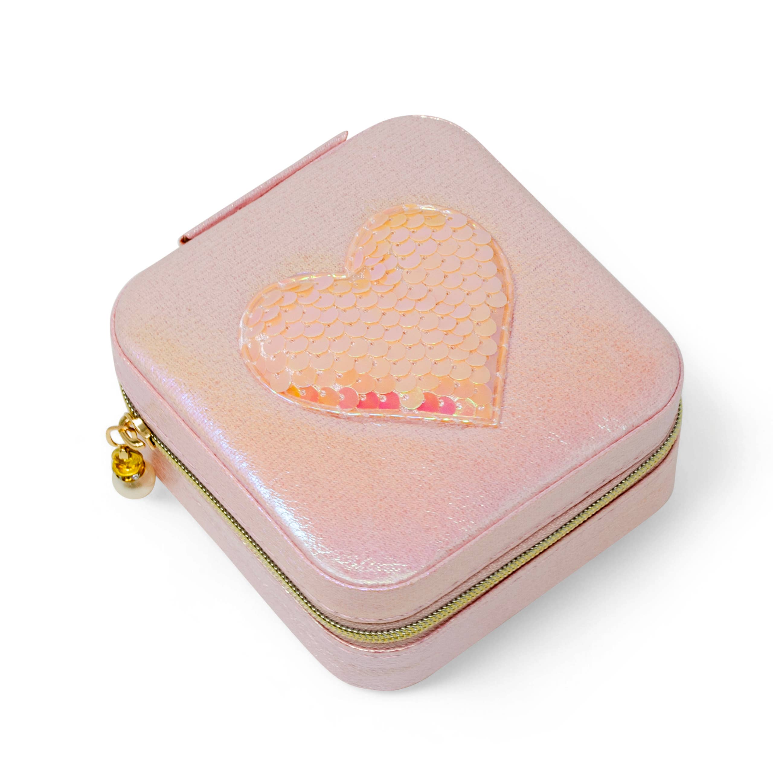 Sparking Sequin Heart Jewelry Box: Pink