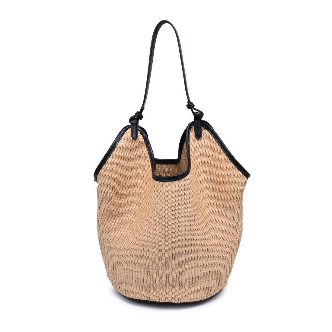 Straw Tote with knotted shoulder strap