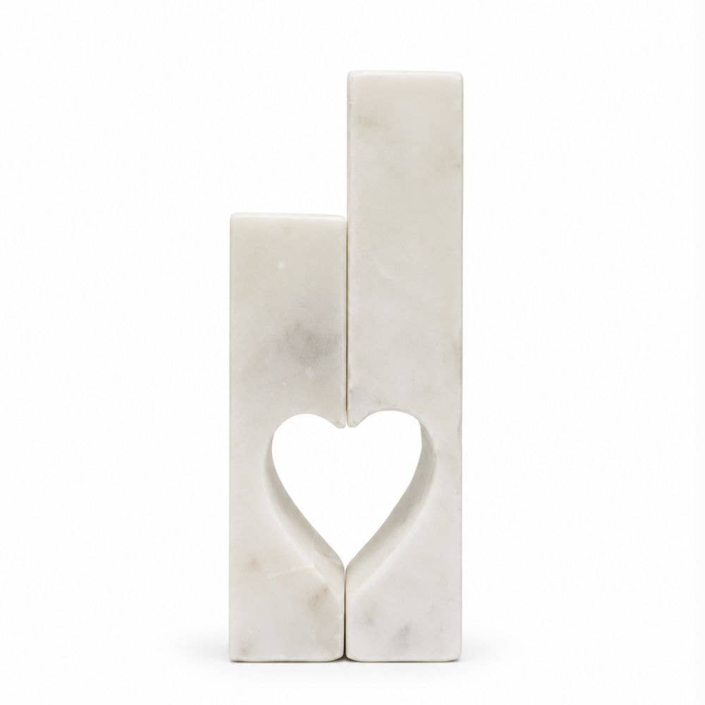 Marble Love Pillar Candleholders - Set of 2