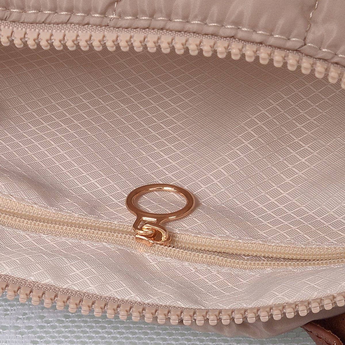 Quilted Puffer Satchel/Crossbody Bag - taupe