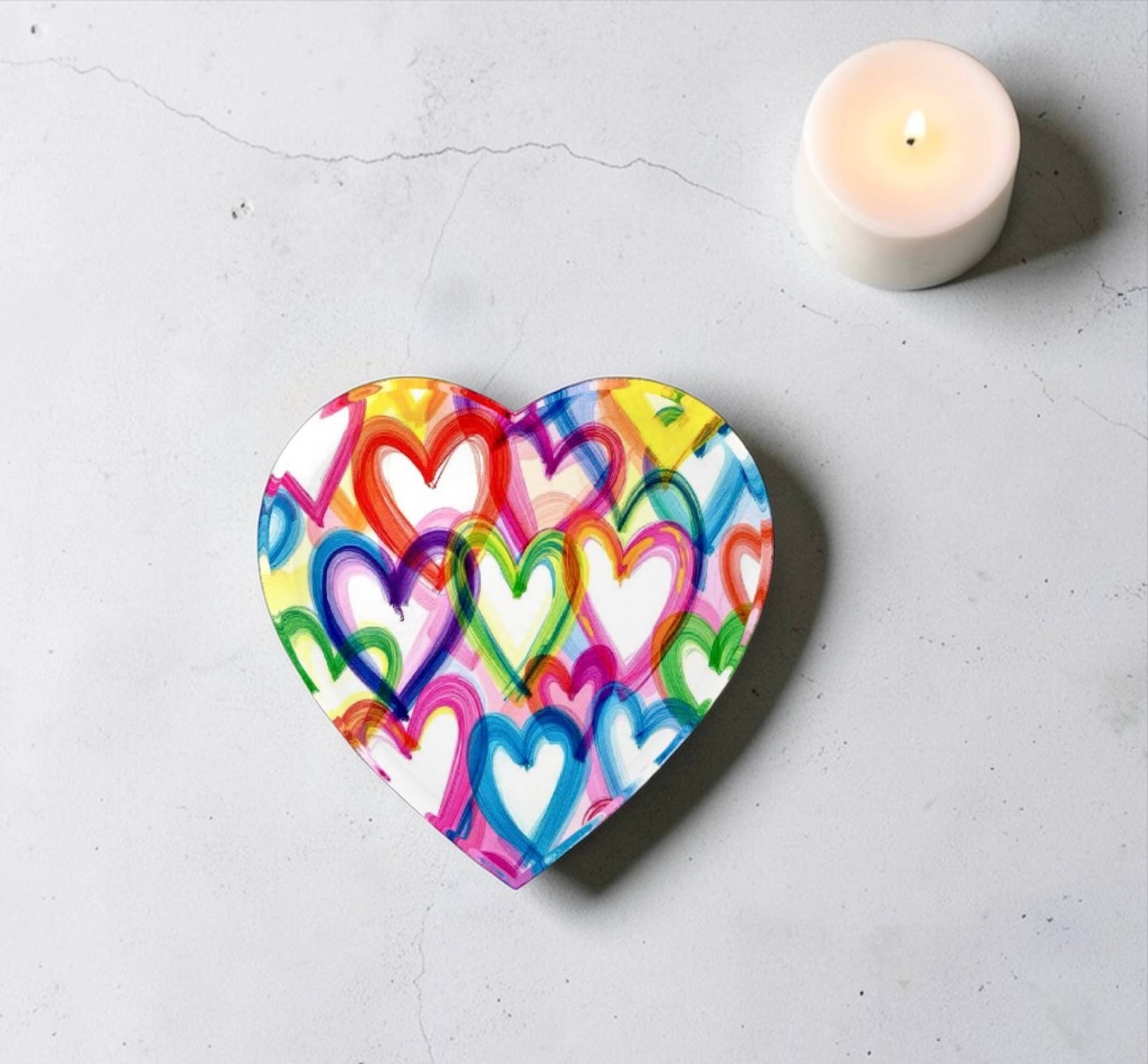 Colorful Hearts Crystal Heart Decor    
