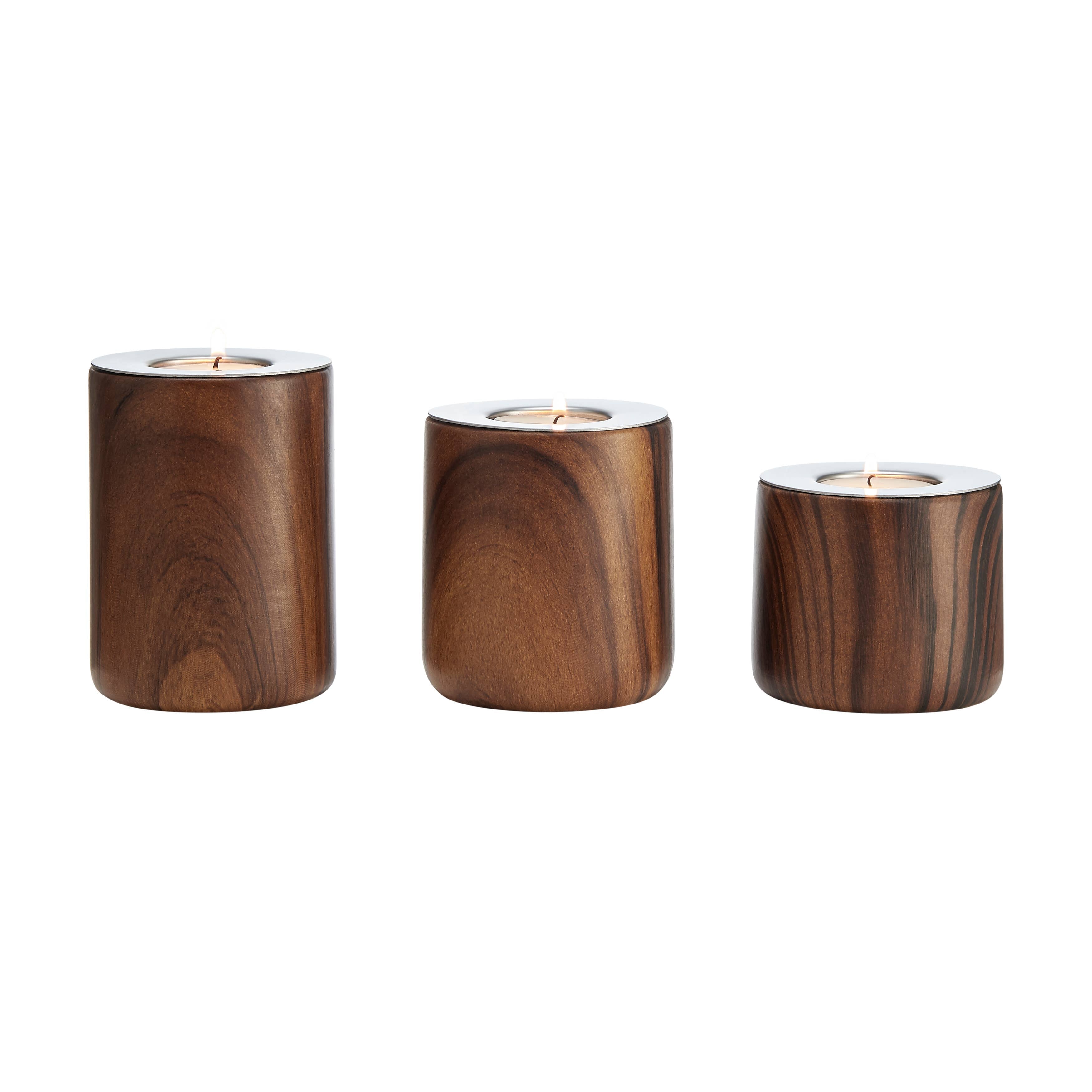 Hemming Modern Walnut Finish Tealight Candle Holder Set of 3