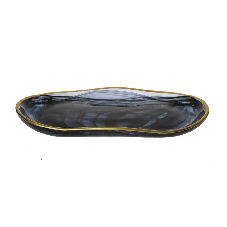 Black Alabaster Small Oval Tray