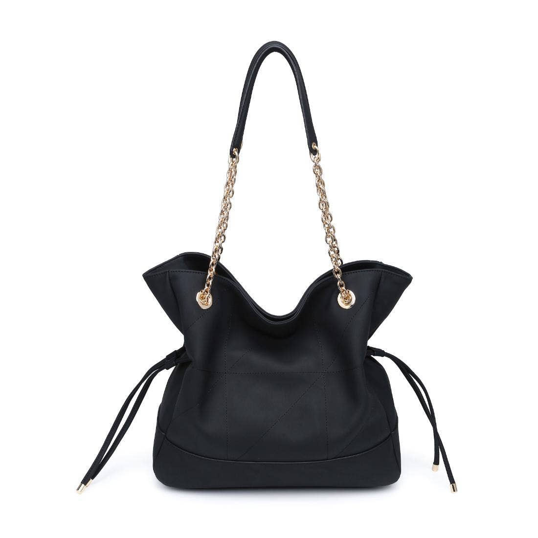 Cinched quilted Tote - black