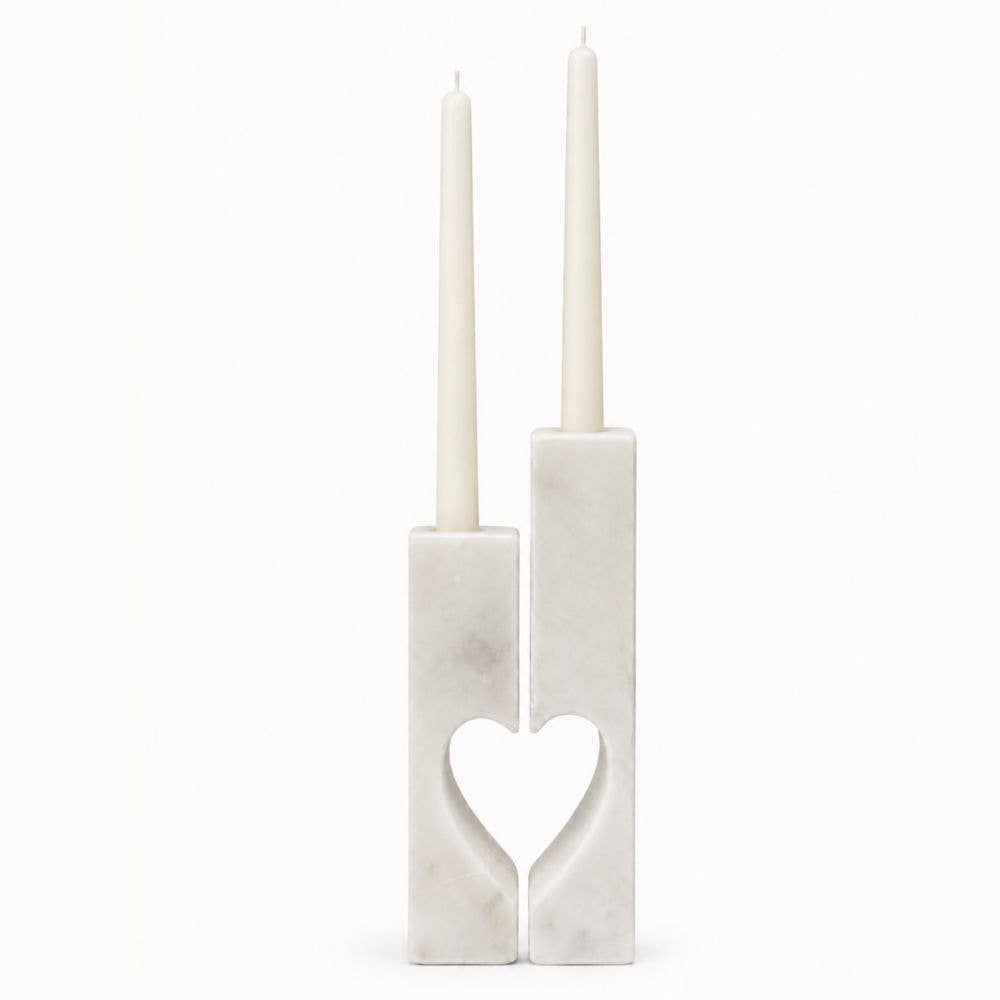 Marble Love Pillar Candleholders - Set of 2