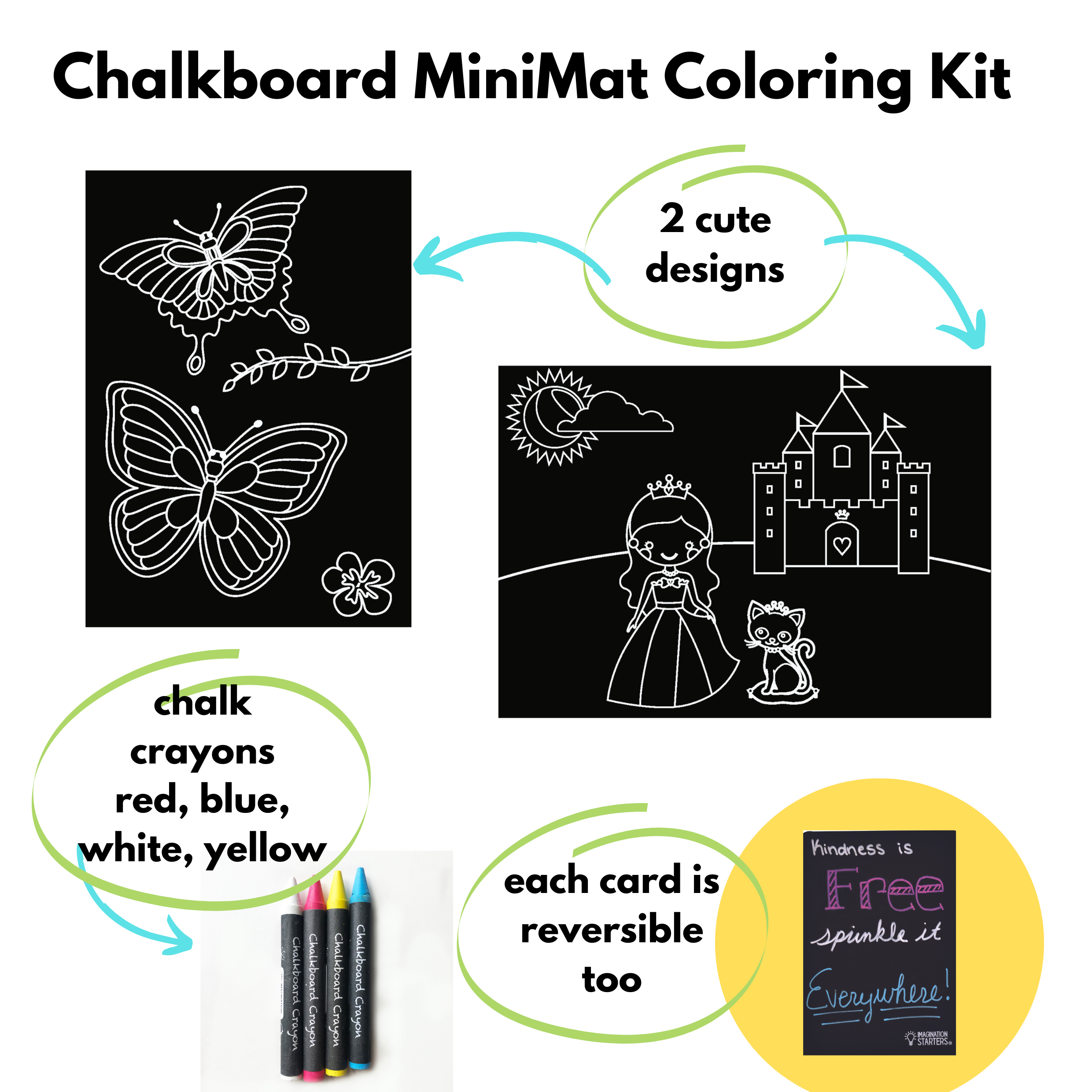 Reusable Coloring MiniMats Princess & Butterfly Kit