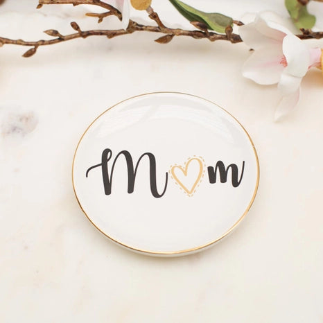 Mom Trinket Dish White/Gold/Black