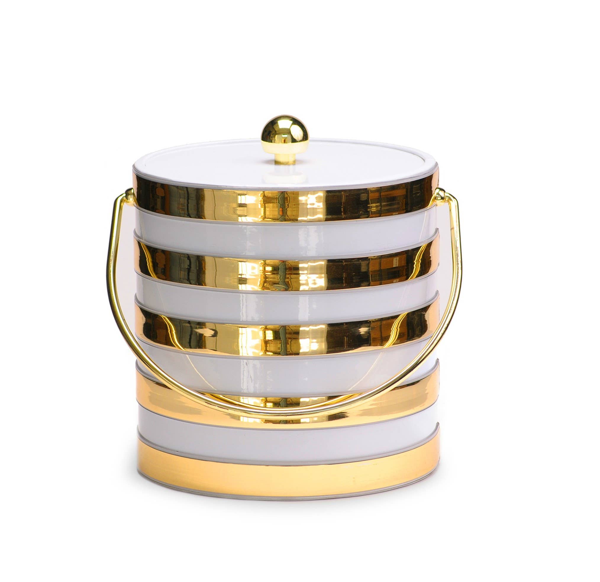 White and gold band 3 Qt. Ice Bucket