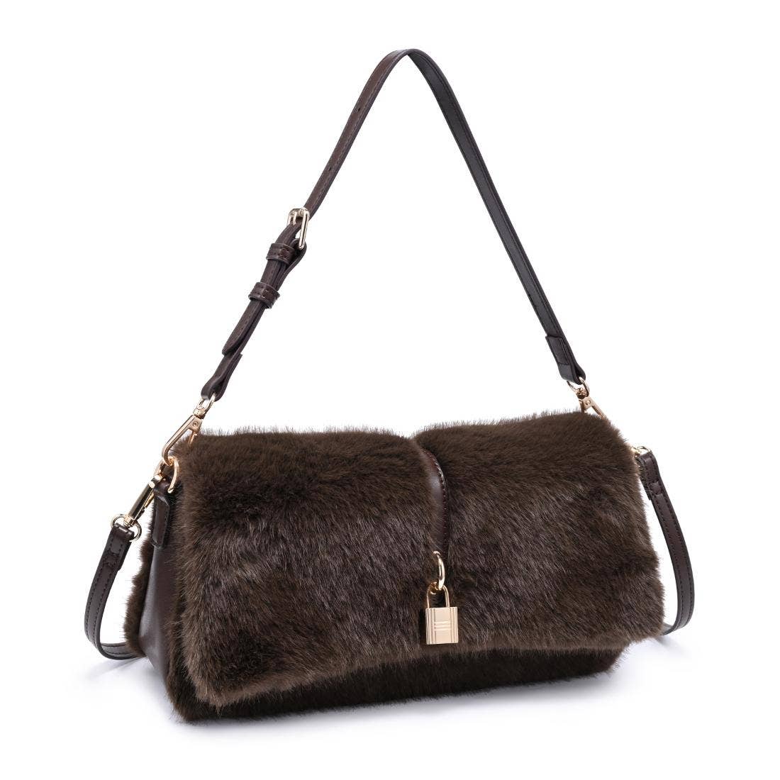 Plush baguette Shoulder Bag - Chocolate