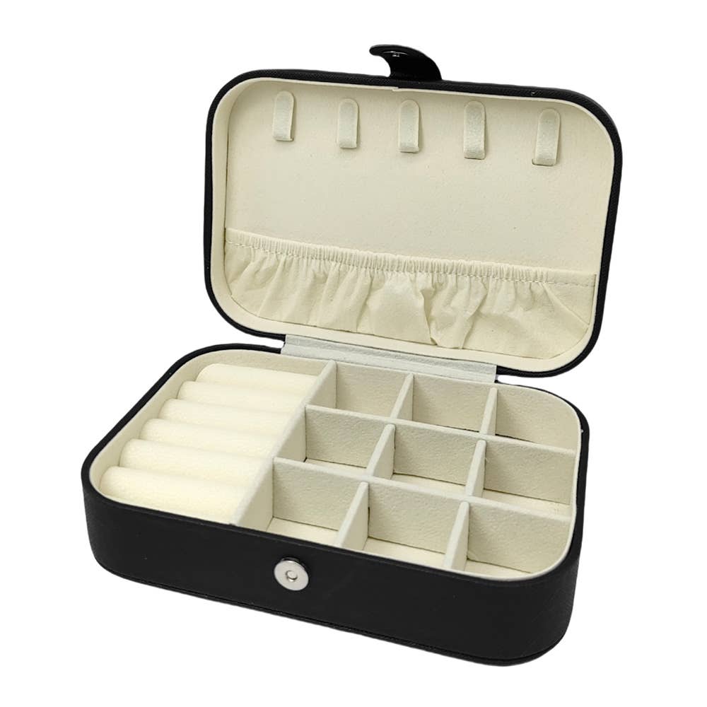 Personalized Faux Leather Portable Jewelry Box: Black