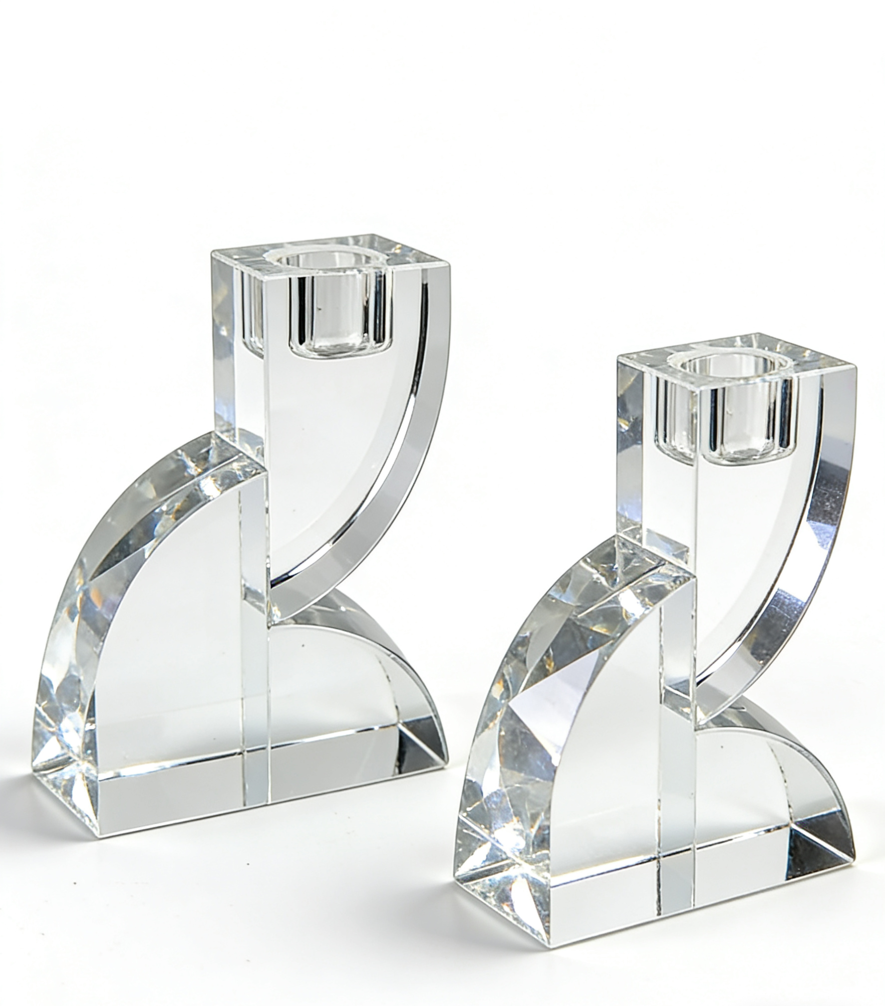 4.33" Crystal Arch Candle Holders