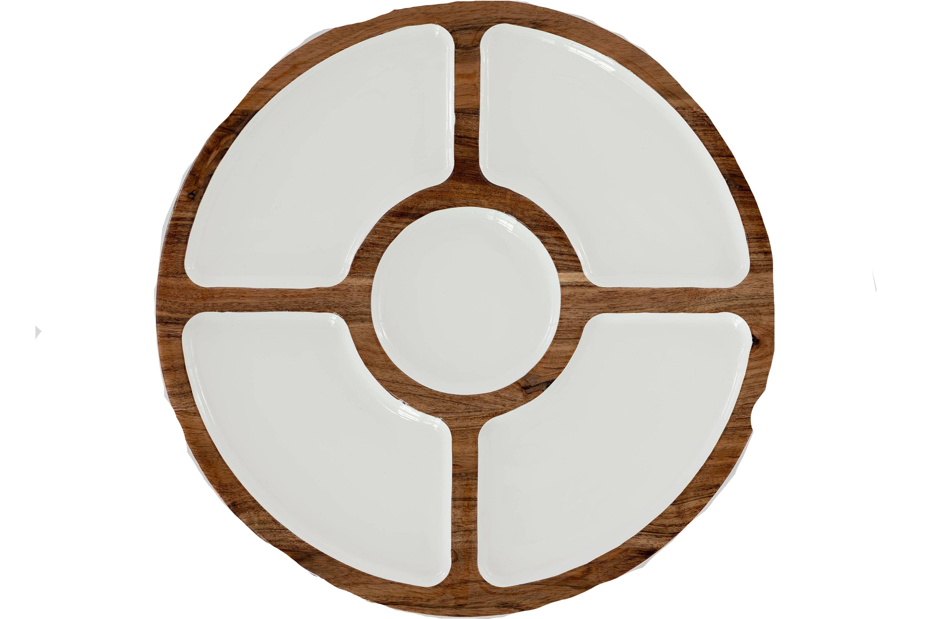 Mango Wood + White Compartment Lazy Susan