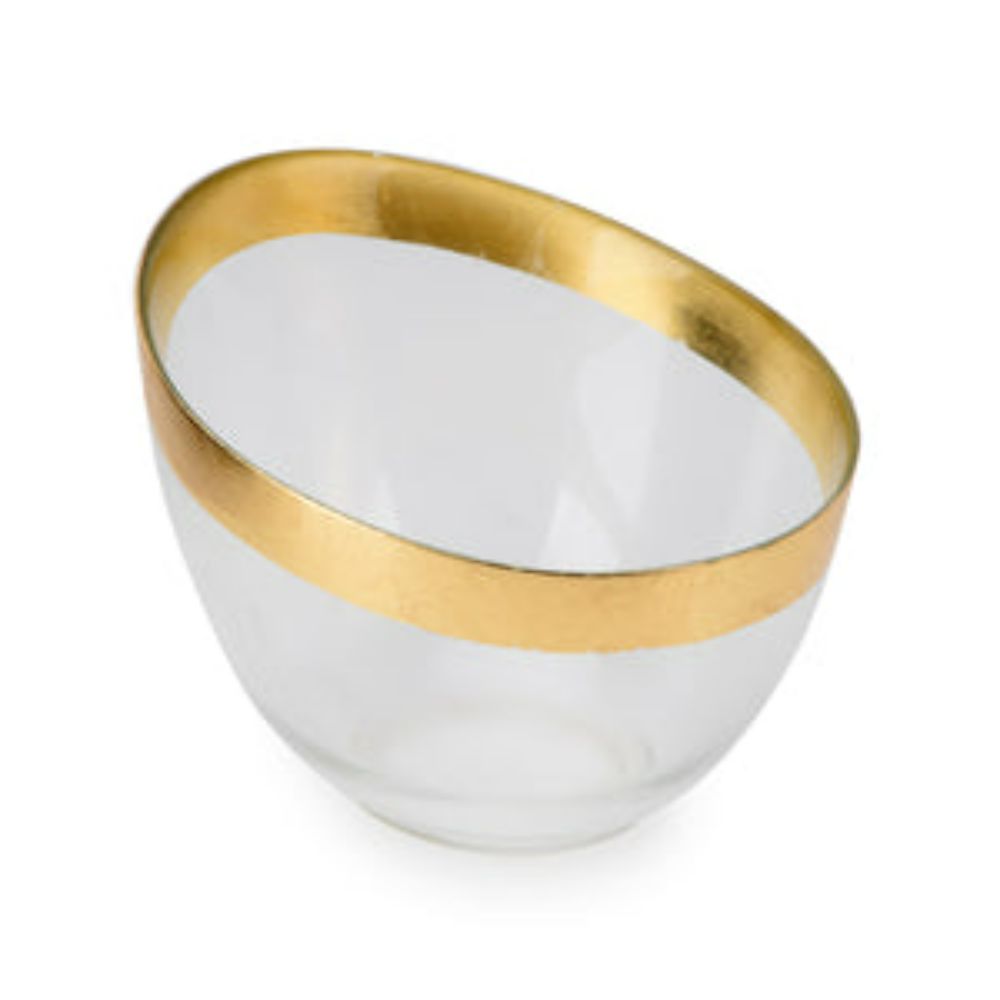 Glass candy bowl with gold border