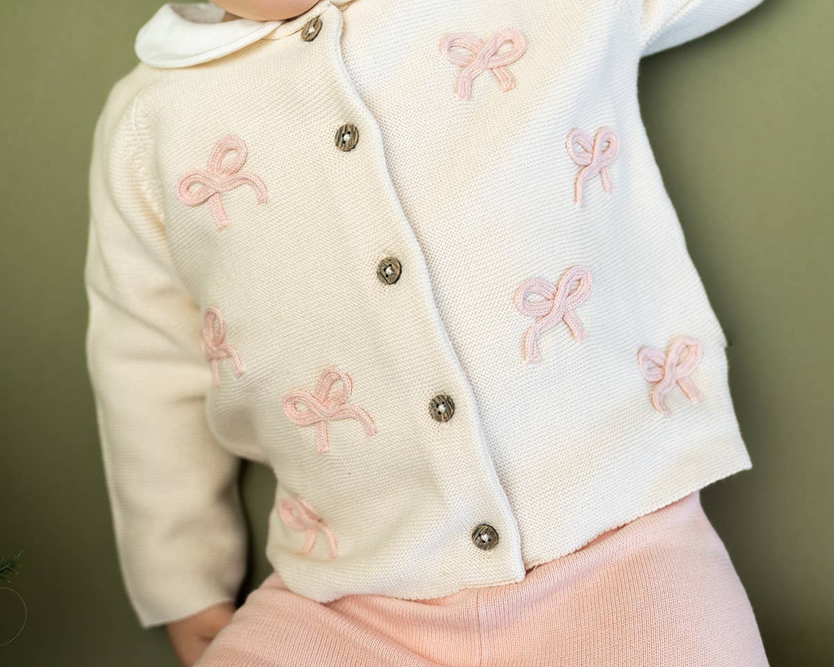 Bow Sweater Knit Baby Button Cardigan (Organic)