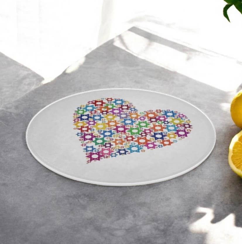 Star Of David Heart Judaica Art Cutting Board  
