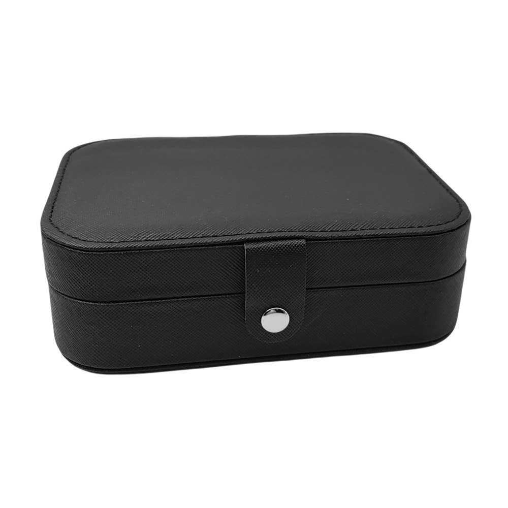 Personalized Faux Leather Portable Jewelry Box: Black