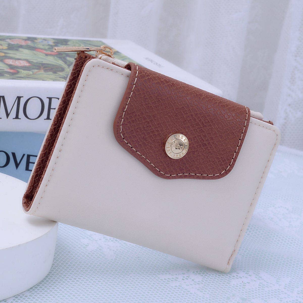 Nylon Snap Bifold Wallet: Ivory