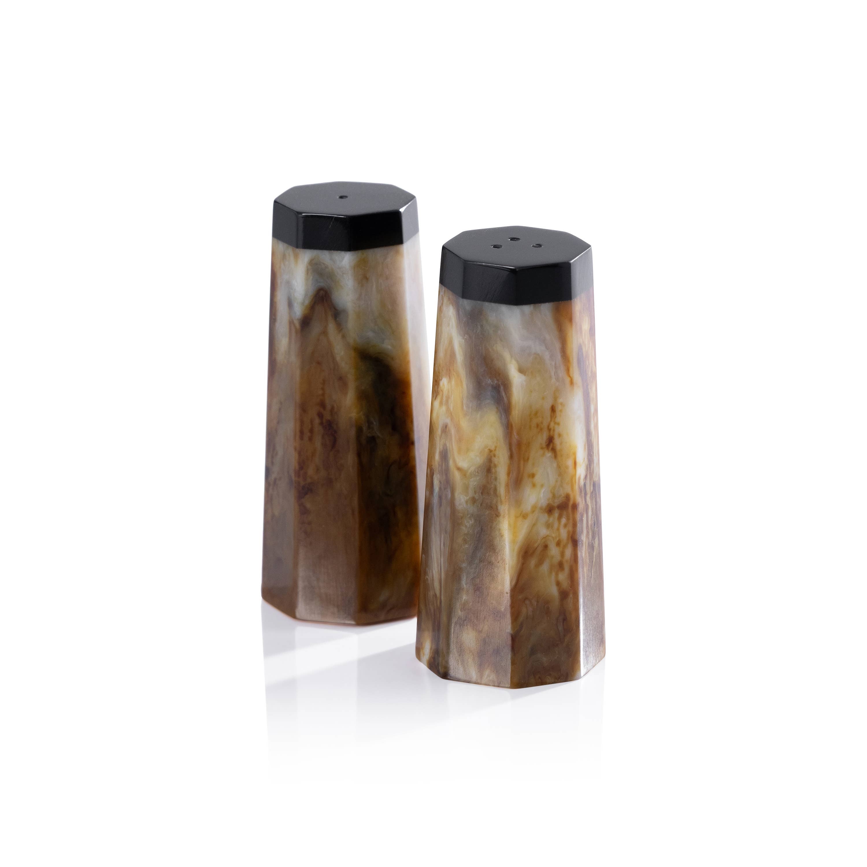 Burl Wood Design Resin Salt and Pepper Shaker Set