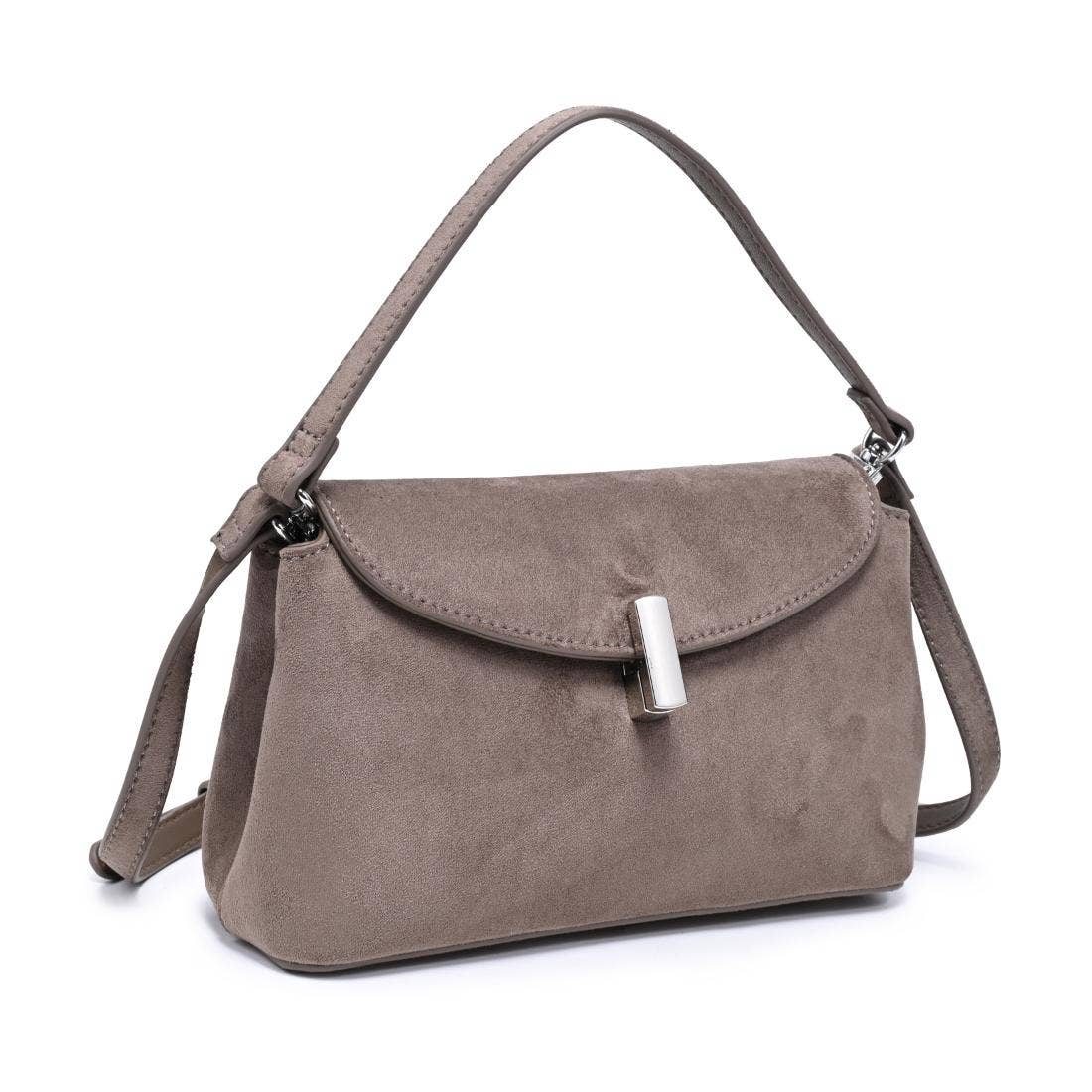 Vegan leather shoulder/crossbody bag - taupe