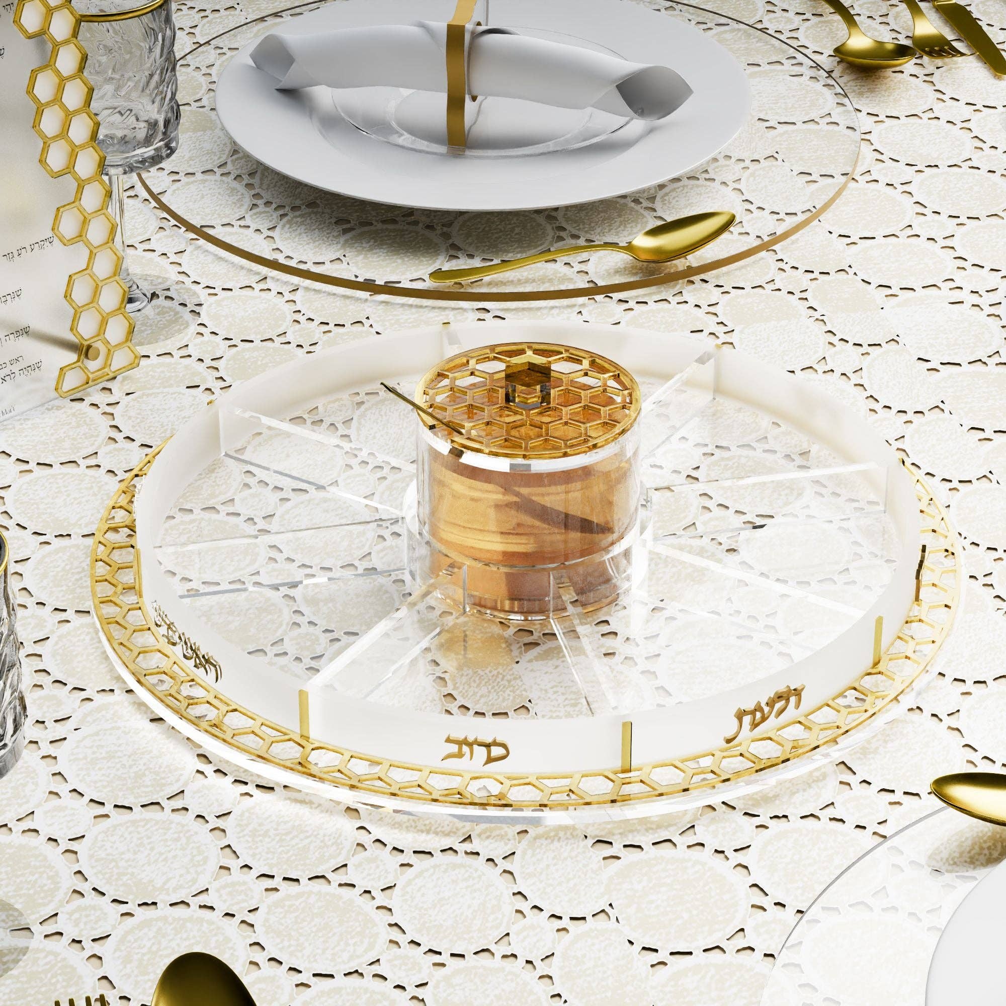 Honeycomb Simanim Tray - gold