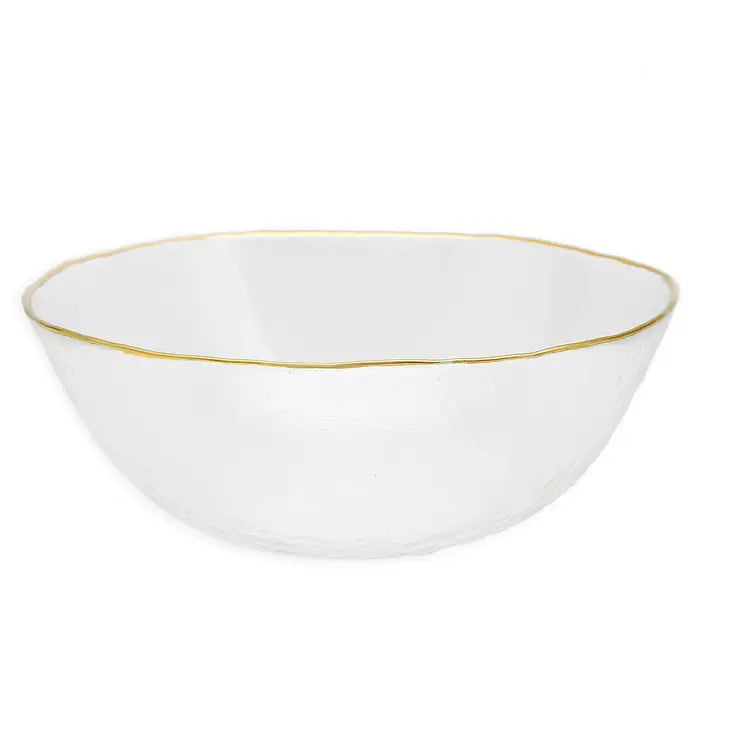 Glass Salad Bowl with Gold Rim