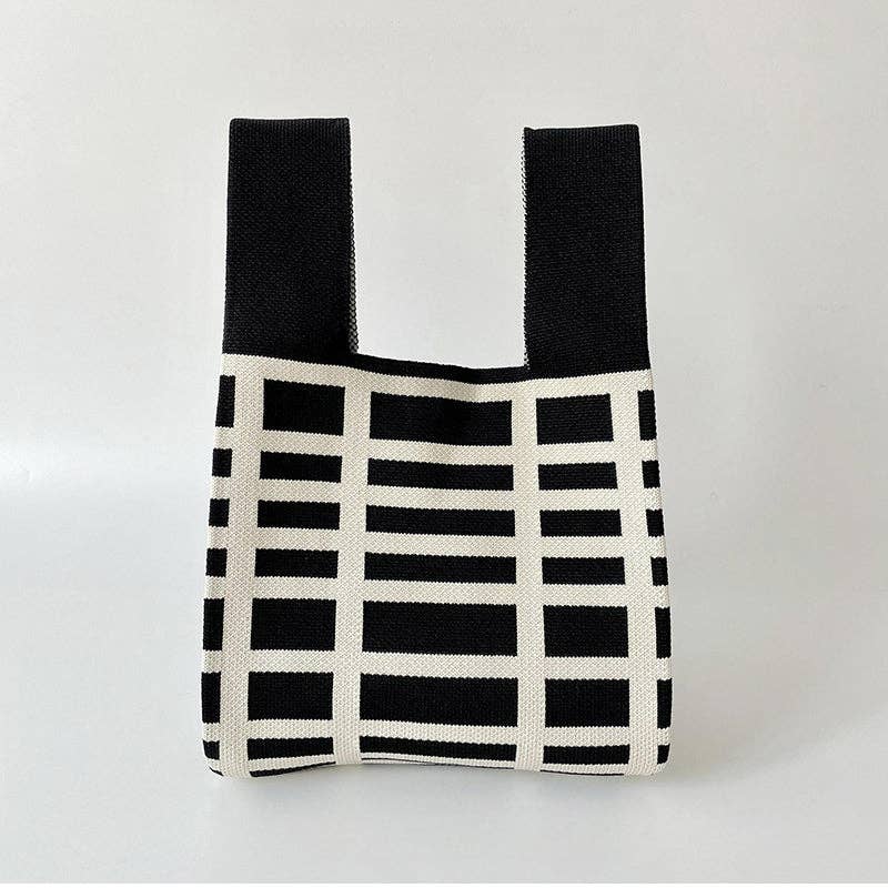 Classic Black&White Stripe Woven Bag