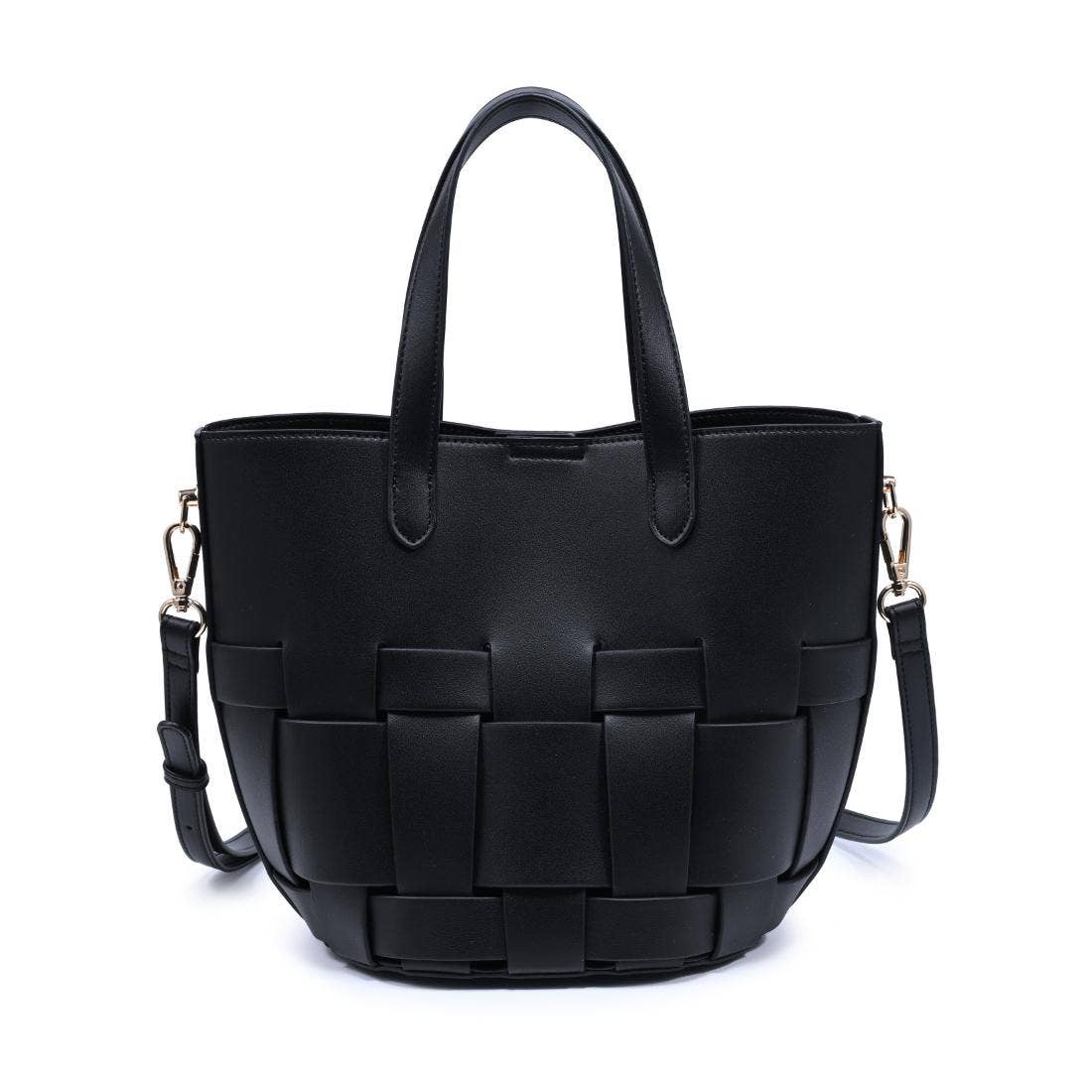 Woven-panel Tote - black