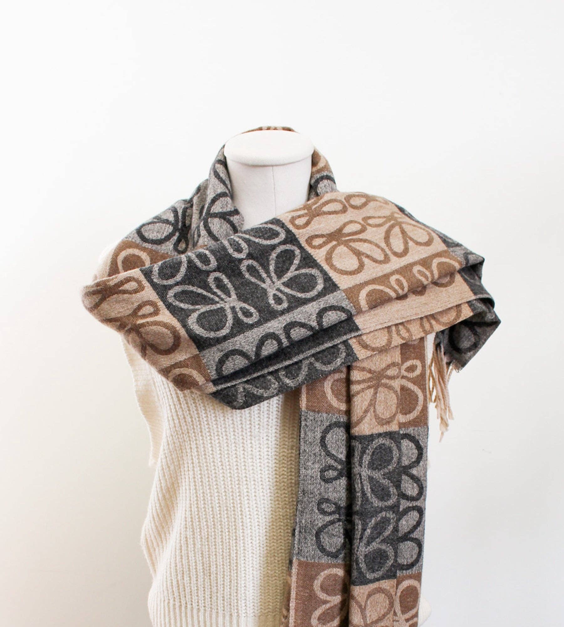 Double-sided Winter Scarf - multi brown