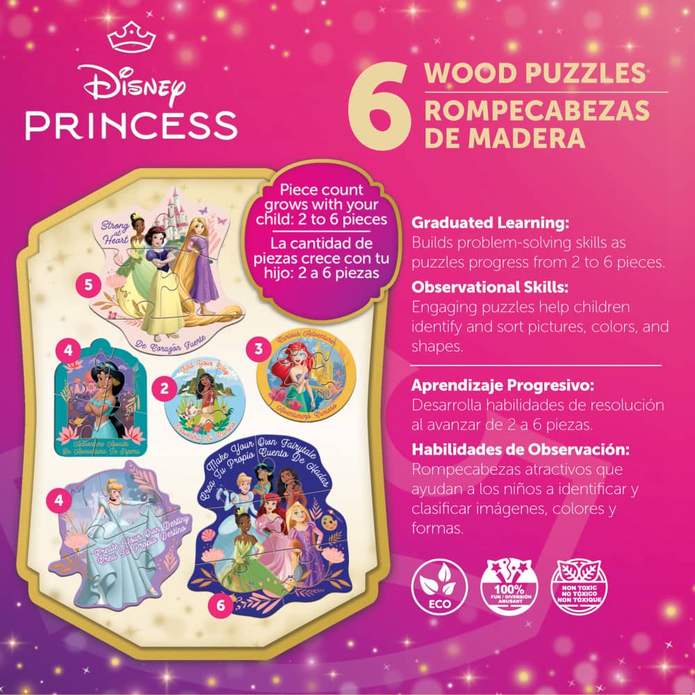 Disney - Princesss 6-Pack Wood Shaped Puzzles