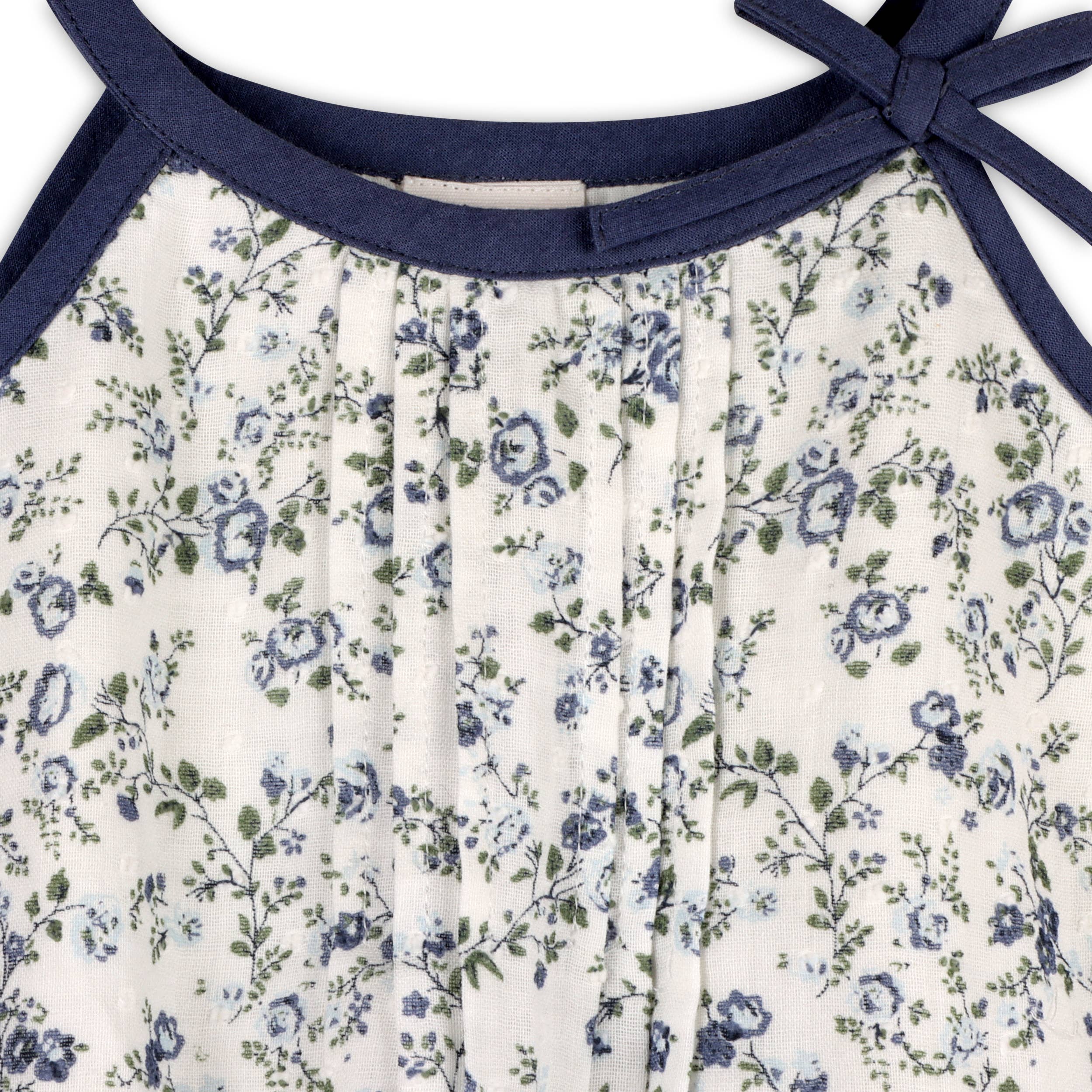 Navy Floral Muslin Baby Romper + Headband (organic)