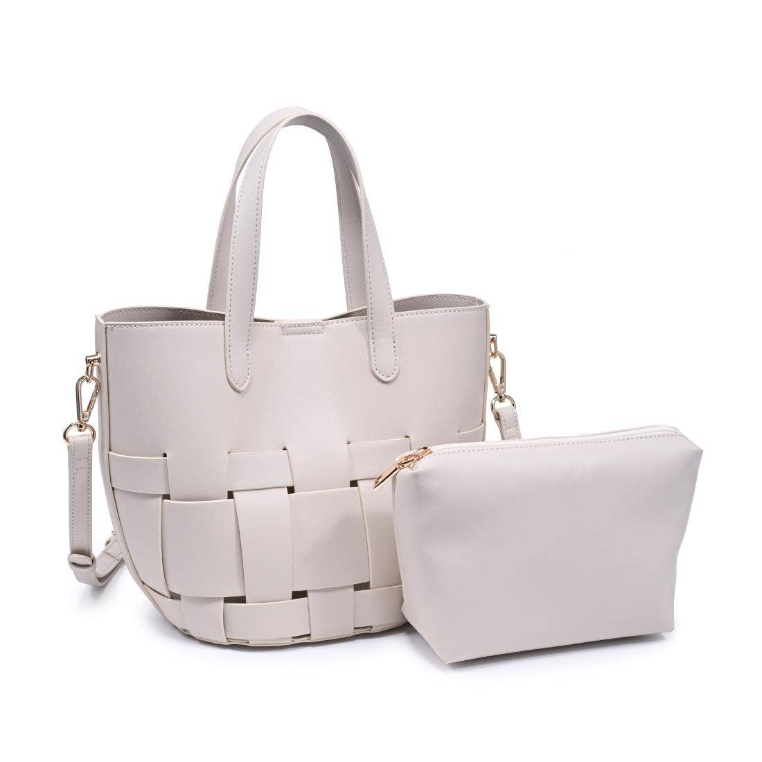 Woven-panel Tote - ivory