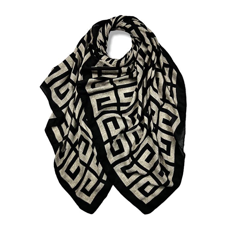 Maze print lightweight scarf