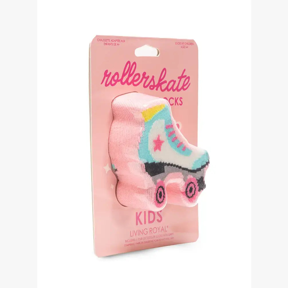 3D Packaged Crew Socks - Roller Skate - Pink