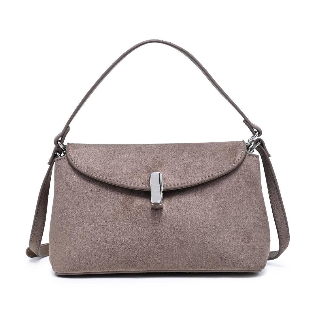Vegan leather shoulder/crossbody bag - taupe