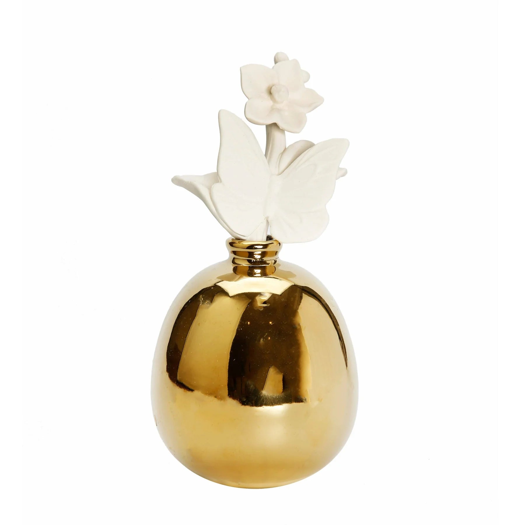 Round Polished Gold Diffuser, “Iris And Rose”