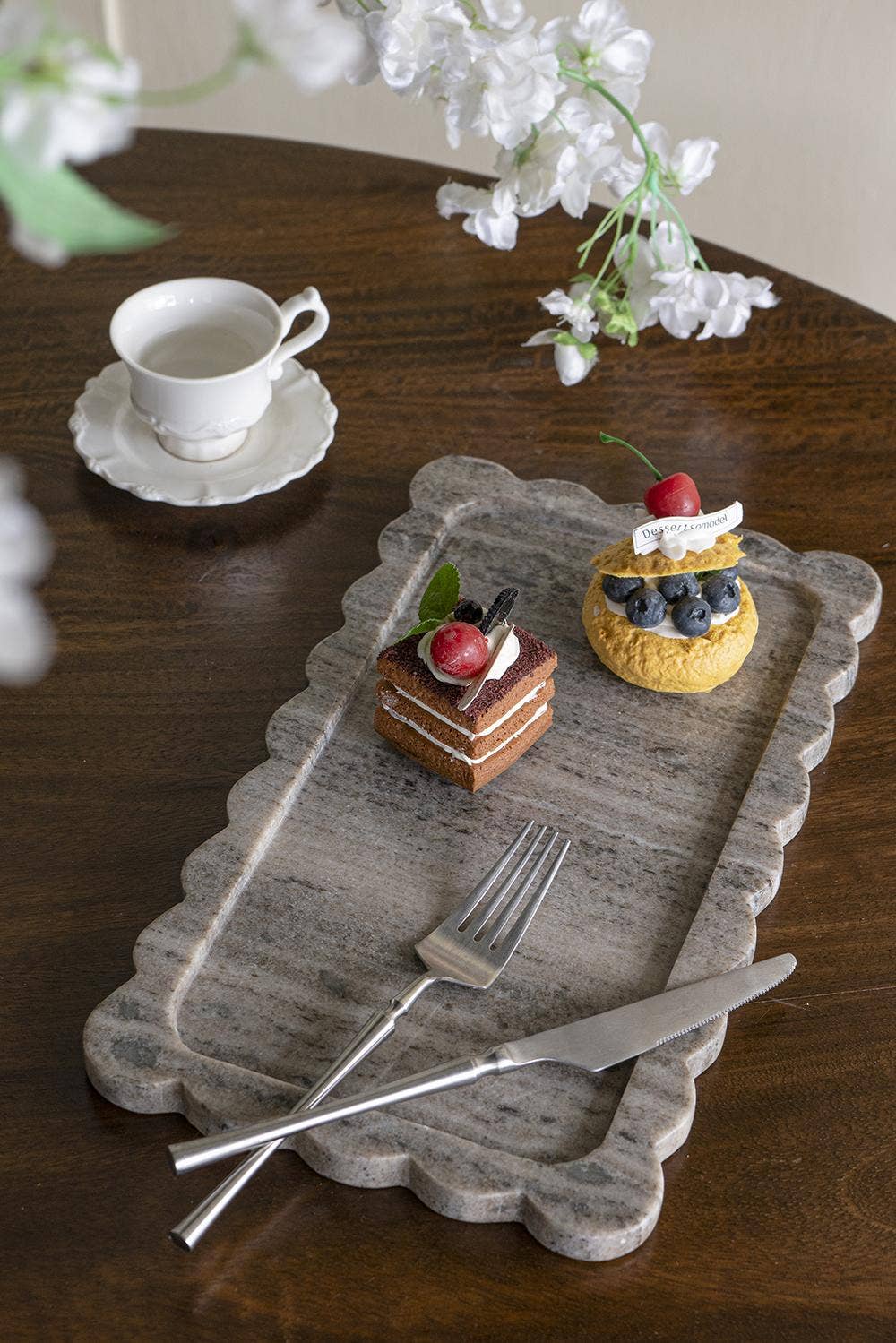 Scalloped Marble Tray