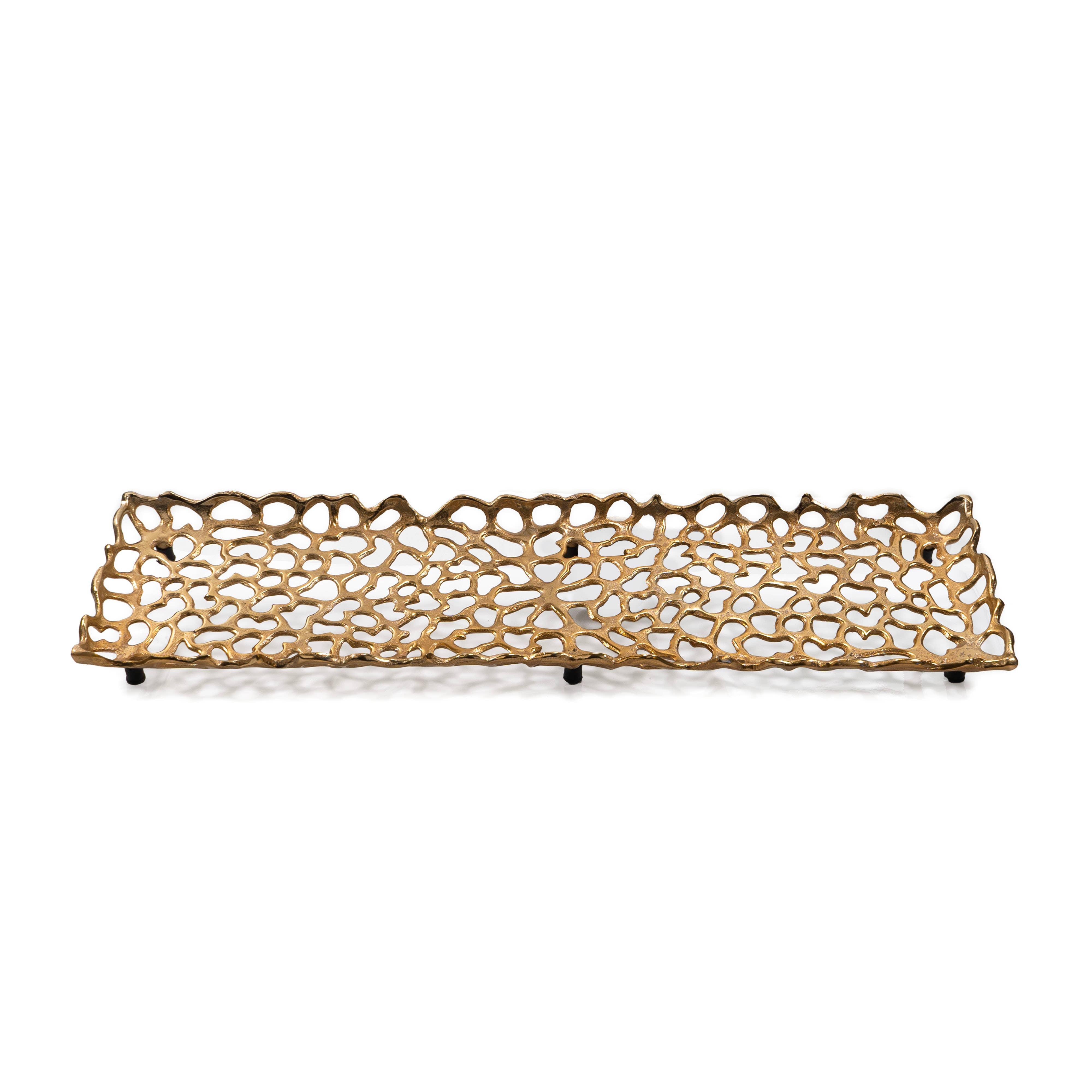 Large gold rectangular decorative tray