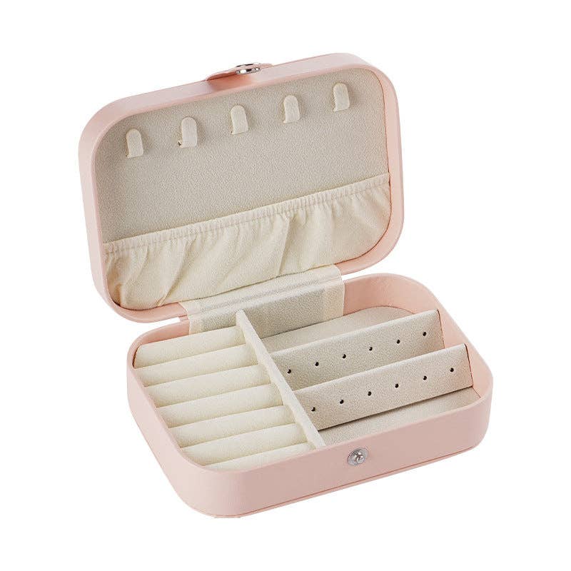 PERSONALIZED FAUX LEATHER PORTABLE JEWELRY BOX - PINK