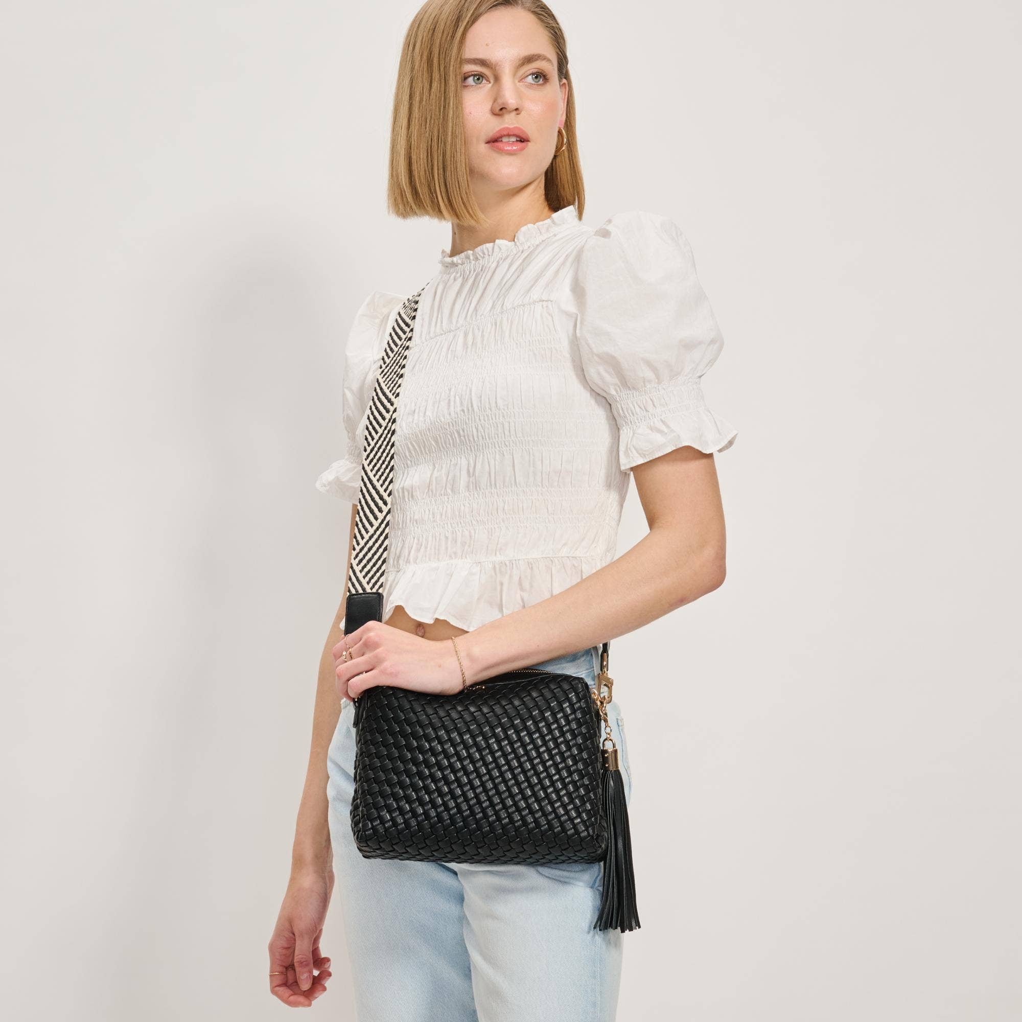 Woven Crossbody - black