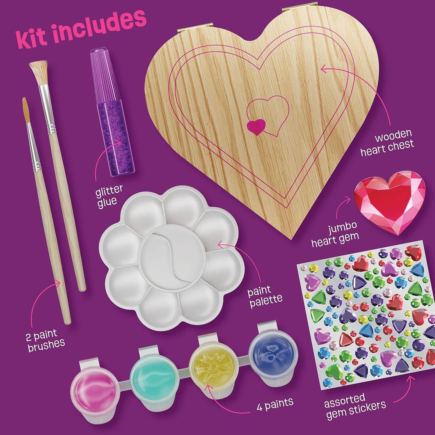Paint Your Own Wooden Heart Treasure Box