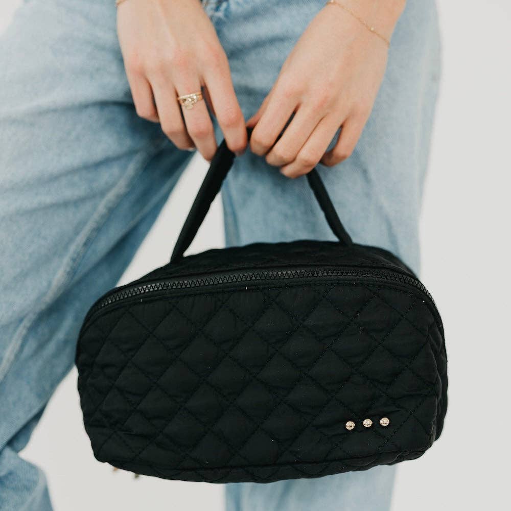 Quilted Cosmetics Bag - black