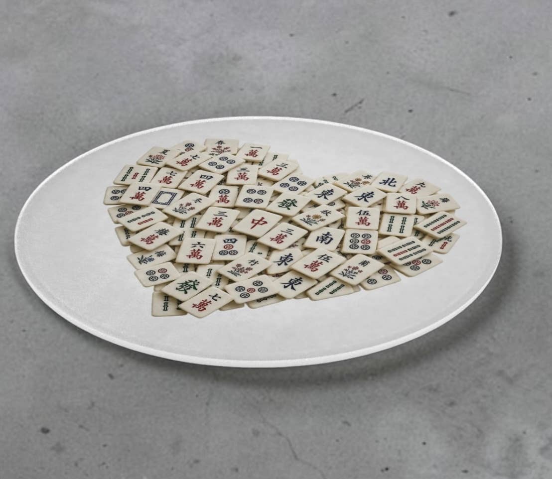 Mahjong Tiles Heart Serving Board   