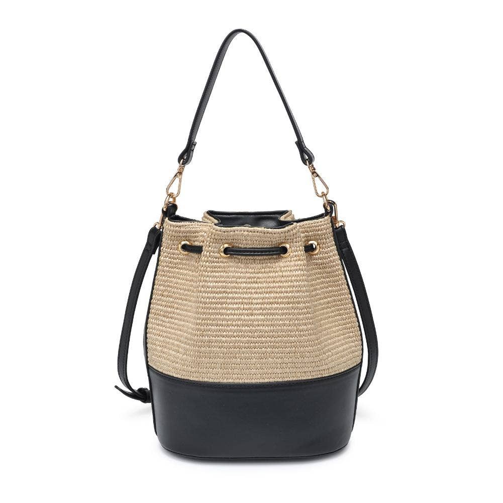 Vegan leather and raffia Crossbody