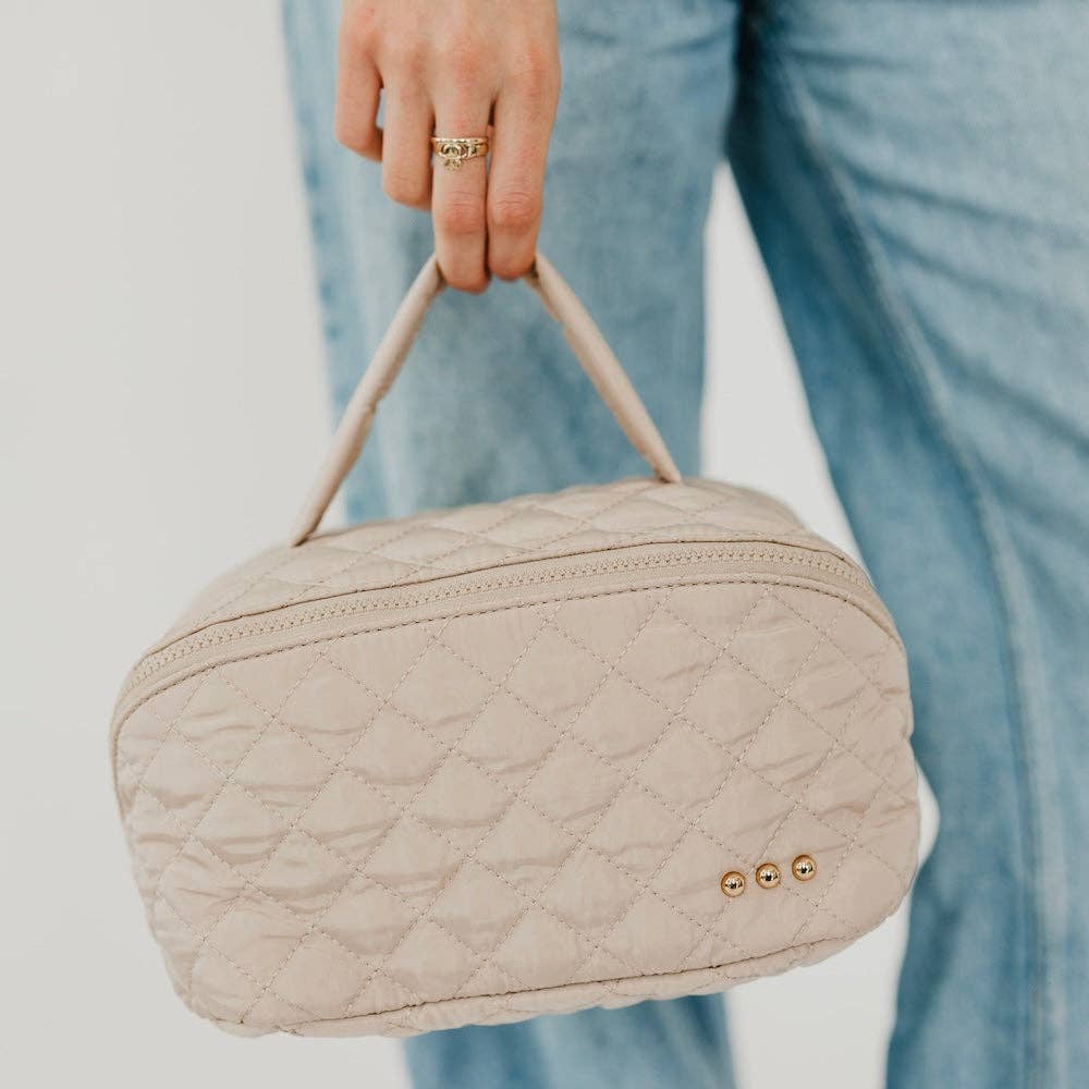 Quilted Cosmetics Bag - taupe