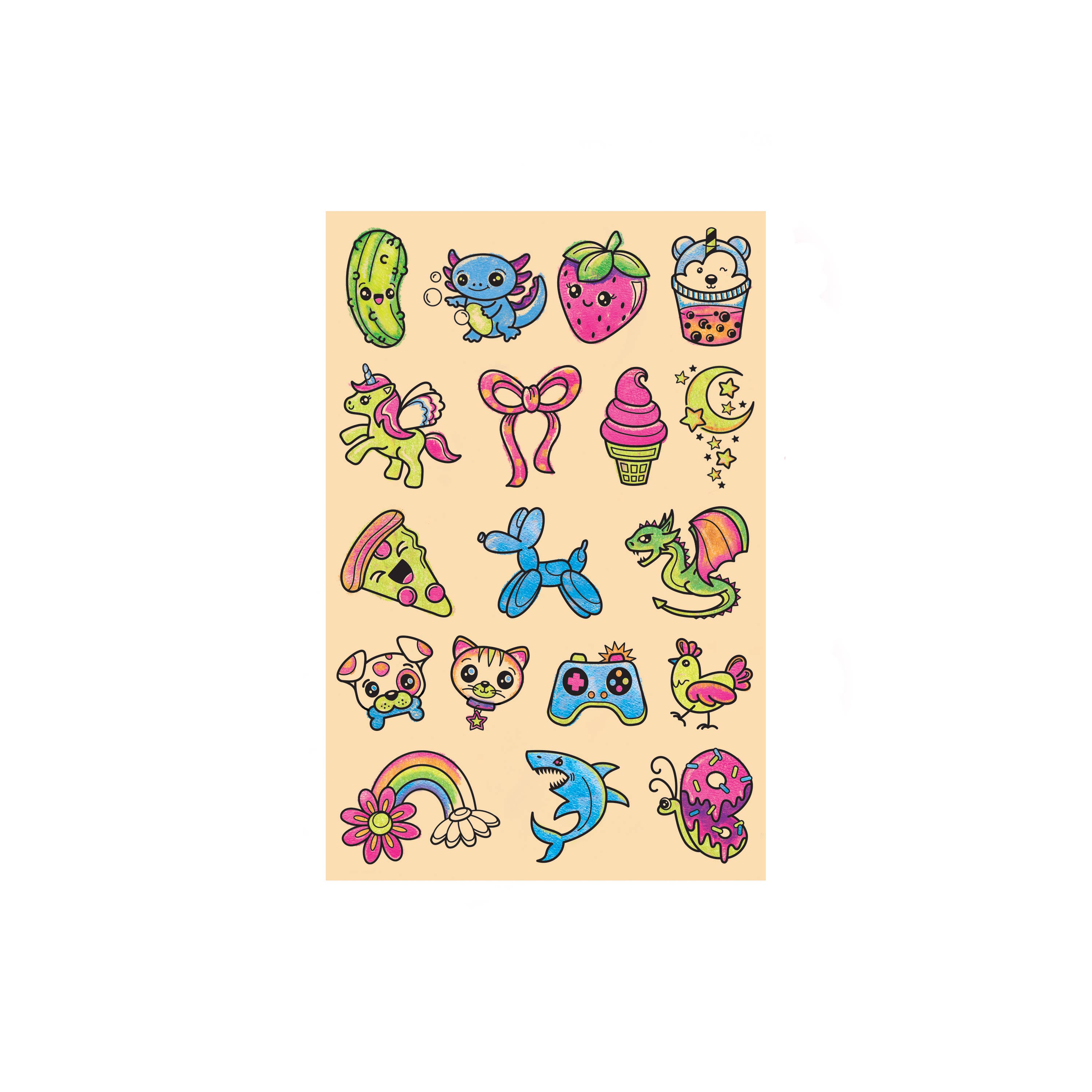 Color in Neon Tattoos Mini Craft Kit for Kids