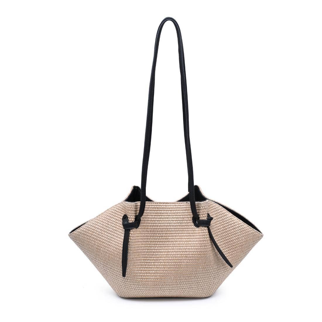 Woven Tote with elongated straps - natural black